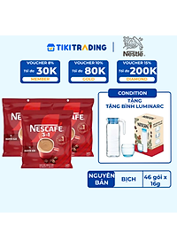 [Tặng Ấm giữ nhiệt có quai (Tết 26) NESCAFE 1L ] Combo 3 Bịch NESCAFE 3IN1 Công thức cải tiến - VỊ NGUYÊN BẢN Bịch 46 gói