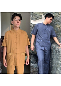 Đồ Lam Đi Chùa # Nam # Lãnh Tụ Thêu Túi Áo