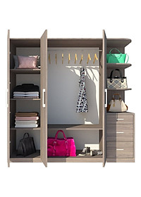 TỦ QUẦN ÁO GỖ CÔNG NGHIỆP 3 CÁNH OHAHA - TQA032 - (180CM X 200CM)