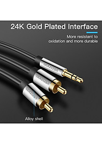 Cáp chuyển Audio 3.5mm sang 2RCA hàng chính hãng Vention 1,5m - 5m