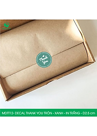 MDTT12 - D2.5cm - 50 Sticker Thank you, decal Thank you tròn dán hộp carton, tem cám ơn, nhãn dán cảm ơn trang trí gói hàng
