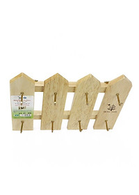 45231 |Hàng rào treo chìa khóa thẻ nhân viên kính khẩu trang, 4 thanh 8 móc treo  Gỗ Đức Thành