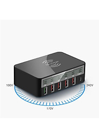 USB-C Qi Wireless 5-Port 5 USB Ports QC 3.0 Charging Station Dock LED Display for  UK