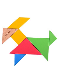 Bộ đồ chơi gỗ lắp ghép xếp hình tam giác tangram puzzle 7 miếng Deli - Đồ chơi giáo dục tư duy trí tuệ cho bé từ 3 tuổi - 74304
