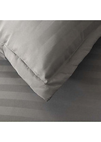 Bộ Ga Gối Cotton Kẻ 3F Lidaco Chuyên Dụng Cho Homestay, Khách Sạn - Xám