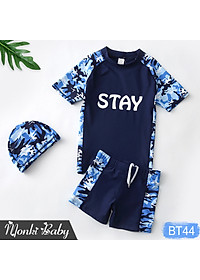 Bộ đồ bơi bé trai lớn size đại đến 68kg kèm mũ, chất thun bơi lạnh co giãn 4 chiều, chống tia UV, giữ nhiệt tốt | BT44