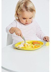 b.box Bộ muỗng nĩa ngộ nghĩnh cho bé tập ăn dặm (kèm hộp đựng) - Xám Vàng