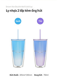 Ly nhựa Lock&Lock 2 lớp 750ml HAP522 - Hàng chính hãng kèm ống hút cọ rửa, cách nhiệt tốt, miệng rộng - JoyMall