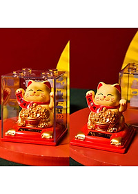 Mèo Thần Tài Ôm Hũ Vàng, Túi Vàng Vẫy Tay Dùng Pin Năng Lượng Mặt Trời - HENRYSA