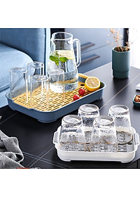 Khay đựng ly chén có rổ thoát nước siêu mỏng nhẹ phù hợp trang trí decor phòng hiện đại