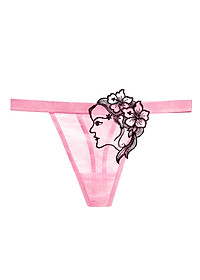 Quần lót nữ lọt khe thêu hình mặt người quyến rũ