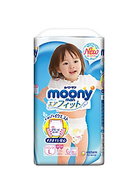 Tã Quần Cao Cấp Moony Nhật Bản bé gái L44 [Tặng 8 miếng Moony Natural cùng size]