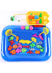 Đồ Chơi Câu Cá Cho Bé Nam Châm 28 Chi Tiết Có Bể Phao Tặng Kèm Đồ Bơm Tay - Bộ Câu Cá Cho Bé Trò Chơi Giải Trí