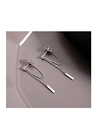 Bông tai xích mỏng thả thanh Titan chữ nhật năng động thu hút