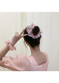 Dây buộc tóc Scrunchies đính bướm nổi dễ thương HD85