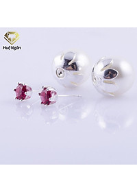 Bông tai bạc Ý 925 Huệ Ngân - Hoa đá RYE140799