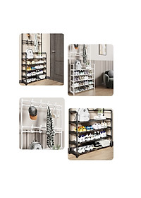 Kệ để giày dép kệ đựng giày thông minh đa năng chữ L 4 tầng 5 tầng thông minh có móc treo quần áo và đồ dụng khác