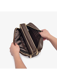 Ví Da Cầm Tay Clutch Nam Chính Hãng GENCE RB09 Da Bò Khóa Vân Tay Cao Cấp Màu Nâu