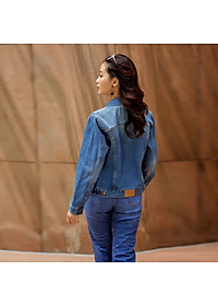 Áo Khoác Jean Nữ Trơn Màu Xanh Đậm Nhạt Aaa Jeans