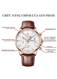 Đồng hồ nam chống nước DIZIZID chính hãng dây da cao cấp - Chạy full 6 kim và lịch ngày - Chống nước tốt - Kim dạ quang - Tặng kèm pin dự phòng DZDT69