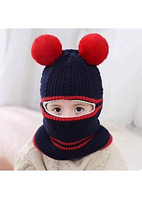 Mũ len cho bé trùm kín mặt cổ tai trán lót nỉ ấm mềm min bé trai bé gái- mu len cho be