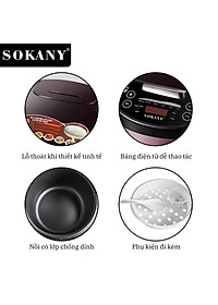 Nồi cơm điện đa năng SOKANY SK-07078 dung tích lớn 6L, bảo quản nhiệt thông minh, nấu cơm, hầm, hấp, tiện lợi mọi lúc mọi nơi - HÀNG CHÍNH HÃNG