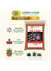 Đá Nham Thạch Lava GreenHome, Bao 500GR, Giá Thể Cho Thủy Sinh, Bonsai, Xương Rồng Màu Đỏ, Đen, Sạch Bụi