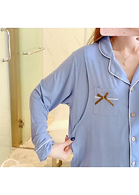 Đồ Bộ Bầu Cho Con Bú, Pijama sau sinh Cho Mẹ AZ89 Chất Liệu Cotton Co Giãn Hàng Cao Cấp Mặc Hè Thu