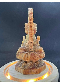 Tượng phật bà quan âm bồ tát mini khắc hai mặt bằng gỗ huyết long kt cao 13×6×6cm