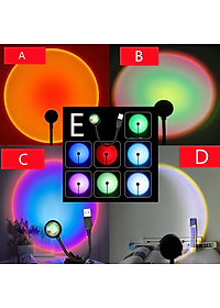 RnnTuu LED USB Hoàng Hôn Đèn Máy Chiếu Trang Trí Nhà Đèn Ngủ Di Động Tâm Trạng Ánh Sáng Cho Tường Phòng Khách Chụp Ảnh Đèn Neon