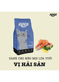 Thức ăn hạt Keos dành cho mèo mọi lứa tuổi vị hải sản gói 400g - 1.5kg