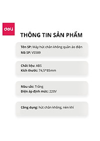 Bơm Điện - Bơm Tay Hút Chân Không Quần Áo Chăn Ga Gối Đệm Thú Bông Mành Rèm Deli - Phù Hợp Với Túi Hút Chân Không Đựng Quần Áo