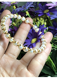 Vòng tay ngọc trai nuôi kết hợp cùng bạc ta xi vàng 24k