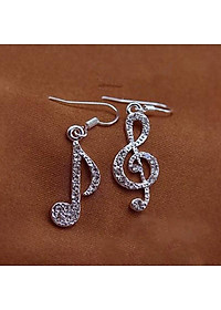 Khuyên tai hình nốt nhạc đính đá lấp lánh phong cách Hàn Quốc