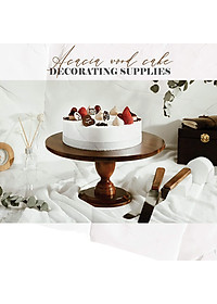 Bộ 2 dao chà láng thẳng và gấp khúc cán gỗ, dùng trang trí bánh kem