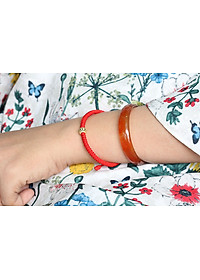 Vòng Kết Dây Đỏ Charm Bi 8Ly Bạc Bọc Vàng 24K Ngọc Quý Gemstones GA158
