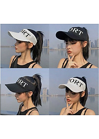 Mũ thể thao sport nửa đầu - Mũ lưỡi trai nửa đầu phong cách thời trang Aloha style-Nón Kết nửa đầu Nữ  Spor - Đen