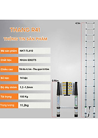 Thang Nhôm Rút Đơn Nikita NKT-R41 - Công Nghệ Nhật Bản - Tiêu Chuẩn Châu Âu - Hàng Chính Hãng
