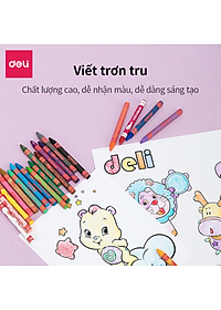 Bút sáp nến Deli - 12 màu/18 màu/24 màu - 1 hộp - EC20800/EC20810/EC20820
