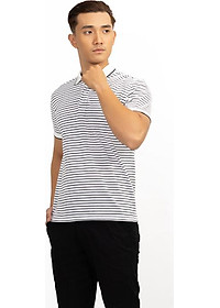 Áo Polo Nam Dệt Sọc Novelty NATMSNMCSR191043N - Trắng Sọc Đen