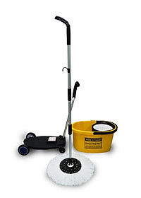 Bộ Lau Nhà 360 độ Omega Mop Plus công nghiệp (xô lớn + xe đẩy + xoay tay)
