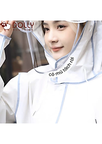 Áo Mưa Thời Trang Có Khoá Kéo Tiện Lợi Hình Gấu Nice Màu Trắng - Áo Mưa 1 Người Cao Cấp