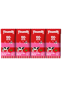 Thùng 48 Hộp Sữa Tươi Tiệt Trùng Vinamilk 100% Hương Dâu 110ml