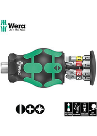 Dụng cụ mở vít Wera 05008874001 Kraftform Kompakt Stubby magazine 2 gồm 6 cái, dẹp, Pz và 4 cạnh.