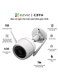Camera EZVIZ C3TN 3MP, WI-FI, Ngoài Trời, Đàm Thoại 2 Chiều, Ghi Gình Màu Ban Đêm, Cảnh Báo Bằng Còi Và Đèn, Tích Hợp AI Phát Hiện Người, Chuẩn Nén…