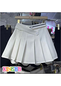 Chân váy xếp ly cho bé gái màu trắng phối đồ phong cách Hàn Quốc size 12-55kg (kèm chip)
