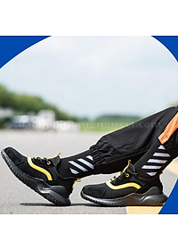 Giày bảo hộ lao động JB905 dáng thể thao siêu nhẹ màu vàng đen ,có mũi thép chống va đập, đế lót thép chống đâm xuyên