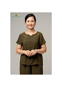Bộ lanh mặc nhà nữ, màu trơn quần lửng áo cộc tay B26.2105 - Thời Trang Gia Đình VT