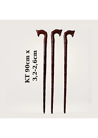 Combo  Batoong chống trượt cho người già -đầu rồng-gỗ xà cừ tự nhiên Cây xỏ giầy gỗ muồng đên 55cm