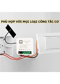 Công tắc Wifi Hunonic Mini 2 kênh 500W/kênh - LẮP SAU CÔNG TẮC ÂM TƯỜNG - Điều khiển từ xa bằng điện thoại